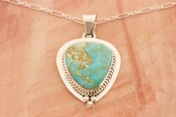Genuine Kingman Turquoise Sterling Silver Native American Pendant